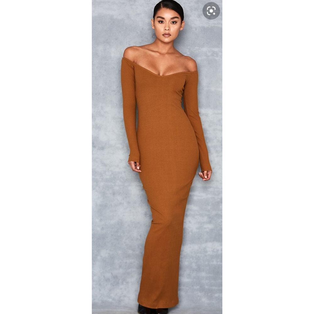 Mistress Rocks Off-the-Shoulder Rust Dress SZ XS
